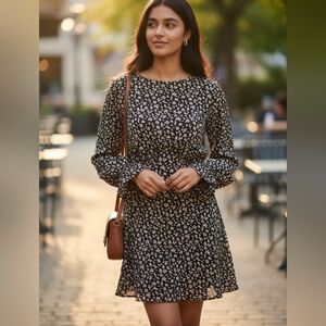 The Kooples Elegant Black and White Floral Dress